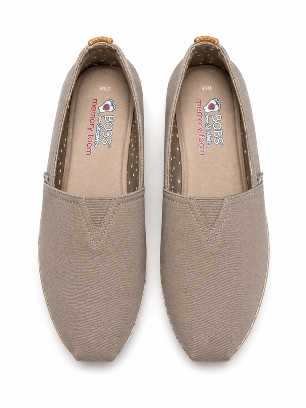 BOBS from Skechers Taupe Canvas Slip-On Flats